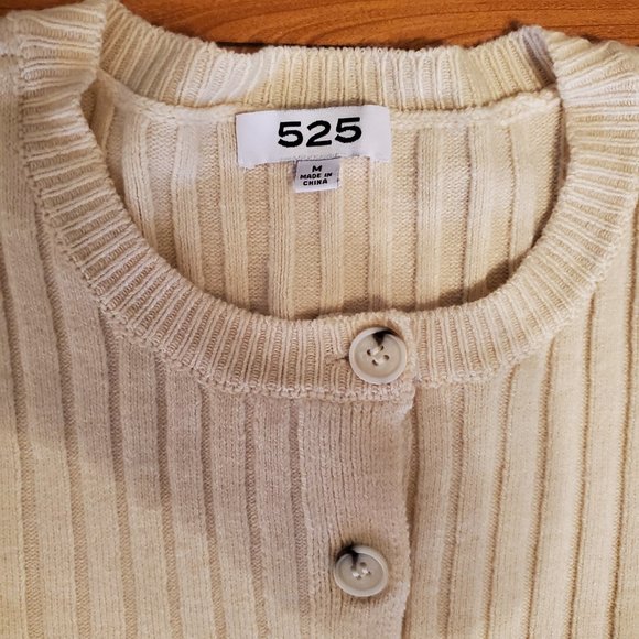 525 Ribbed Button-front Crew Cardigan Sweater - Picture 2 of 3